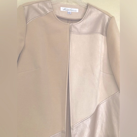 Kenneth Cole Beige Open Front Pea Coat - Picture 2 of 4